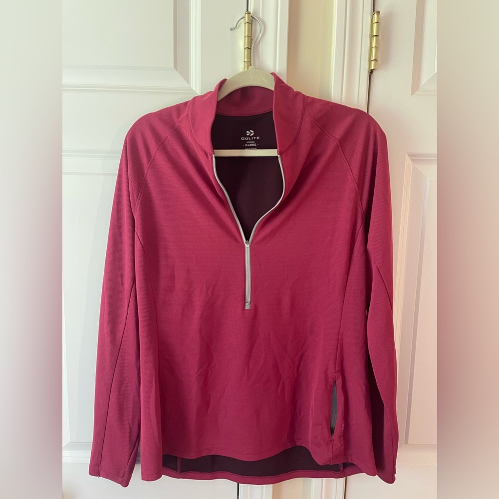 Go Lite base layer - athletic layer - half zip with pocket! - cranberry
